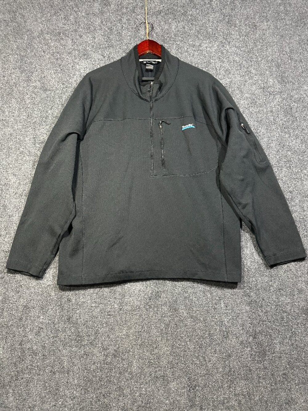 Moosejaw Shirt Mens XXL 1/4 Zip Pullover Black Stretch Long Sleeve Zip Pockets